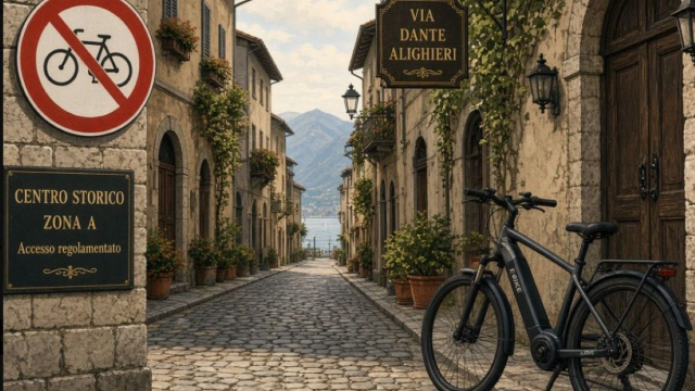 Bici vietate nel centro a Como - &copy; AI