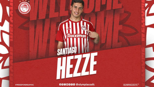Santiago Hezze, centrocampista dell'Olympiacos. Foto &copy; Olympiacos