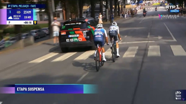 La tappa del Giro del portgallo sospesa dopo l'incidente a Tarling - &copy; Screenshot RTPi