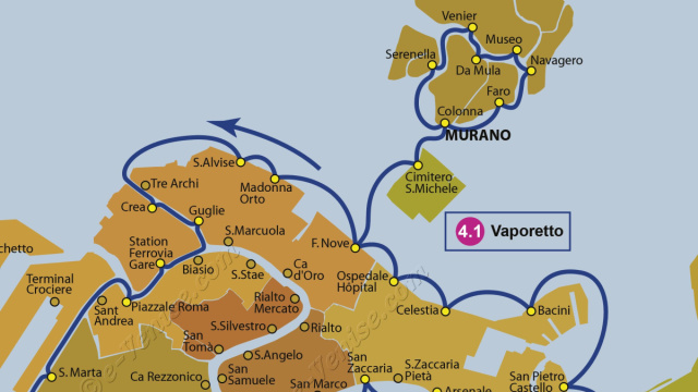 Linea 4.1 del Vaporetto di Venezia: orari e percorso &copy; Creative Commons