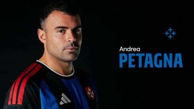 Andrea Petagna con la maglia del Pisa. (Foto dal sito ufficiale del Pisa).