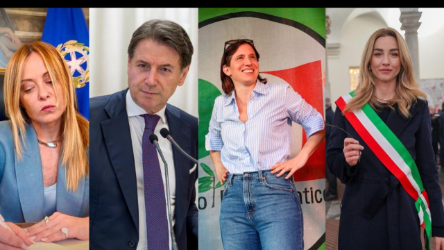 Giorgia Meloni, Giuseppe Conte, Elly Schlein e Silvia Salis (&copy; Facebook)