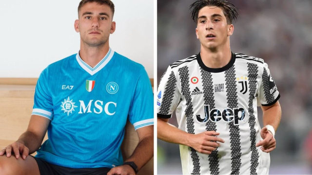 Lorenzo Lucca, attaccante del Napoli. Foto &copy; Napoli. Fabio Miretti, centrocampista della Juventus. Foto &copy; Juventus FC