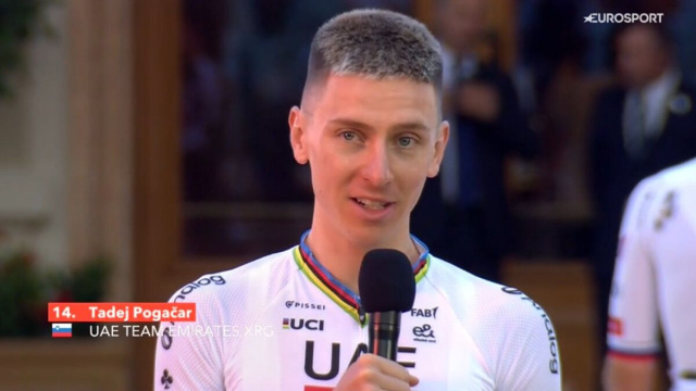 Tadej Pogacar alla presentazione della Vuelta - &copy; Screenshot Eurosport