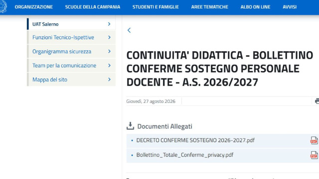 Continuit&agrave; didattica bollettino sul sostegno