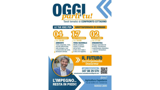 Grottaferrata, l'ex sindaco Di Bernardo rilancia i tavoli tematici: &ldquo;Oggi parli tu&rdquo;