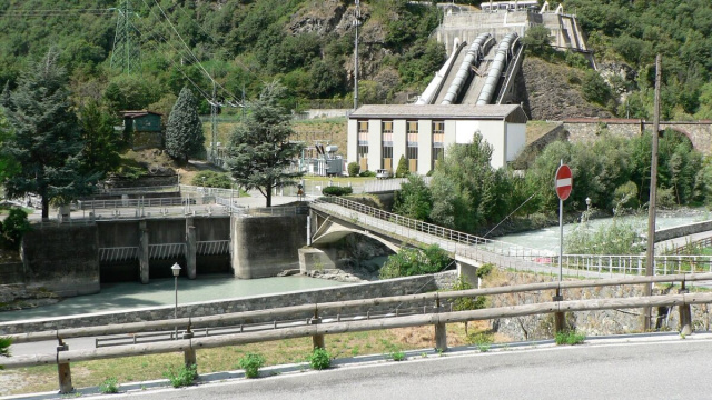 Hydroelectric power plant in Montjovet, Aosta Valley, Italy.