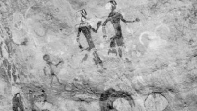 In foto una Pittura rupestre presso Tassil-n-Ajjer, nell'area sahariana