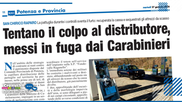TENTANO IL COLPO AL DISTRIBUTORE, MESSI IN FUGA DAI CARABINIERI &copy; Creative Commons