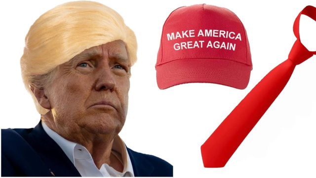 Kit di accessori per travestimento da Donald Trump per adulti, con ... &copy; Creative Commons