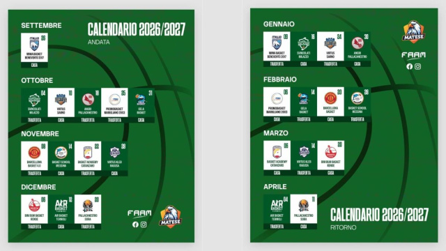 Polisportiva Matese, svelato il calendario 2026/27