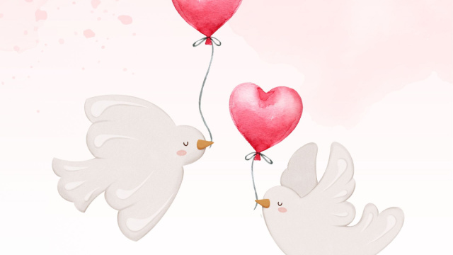 Colombe con cuori &copy; Immagine di Pixabay
