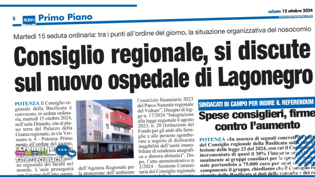 CONSIGLIO REGIONALE, SI DISCUTE SUL NUOVO OSPEDALE DI LAGONEGRO &copy; Creative Commons