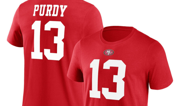 T-shirt con nome e numero dei San Francisco 49ers - Brock Purdy - Uomo &copy; Creative Commons