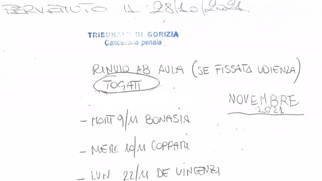 Tribunale di Gorizia: rinvii udienze penali &ndash; Ordine Avvocati Udine &copy; Creative Commons