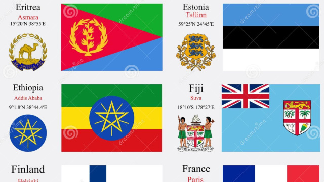 Set Di Bandiere E Capitali Del Mondo 8 Illustrazione Vettoriale ... &copy; Creative Commons