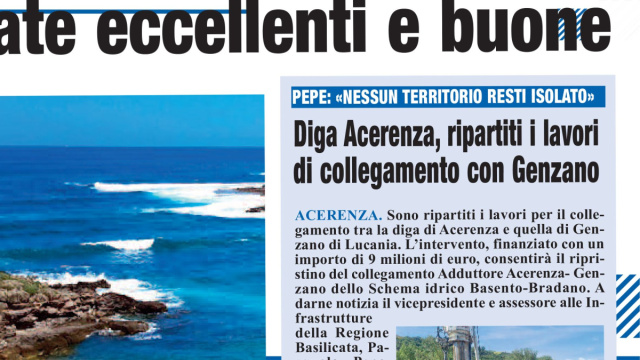 DIGA ACERENZA, RIPARTITI I LAVORI DI COLLEGAMENTO CON GENZANO &copy; Creative Commons