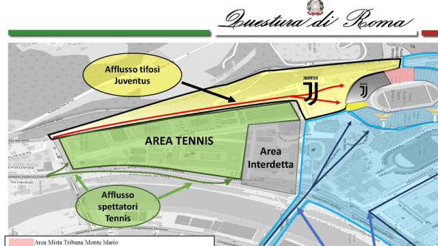 LAZIO-JUVENTUS. PERCORSI DI AFFLUSSO DEDICATI PER TIFOSI LOCALI E ... &copy; Creative Commons