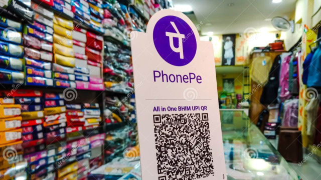Phonepe Application Bar Code Displayed on Cloth Store in India Dec ... &copy; Creative Commons