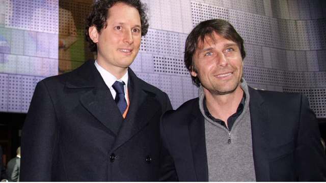 John Elkann e Antonio Conte. Foto &copy; Sky Sport