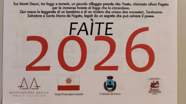 A Faeto il calendario 2026 in lingua francoprovenzale &copy; Creative Commons