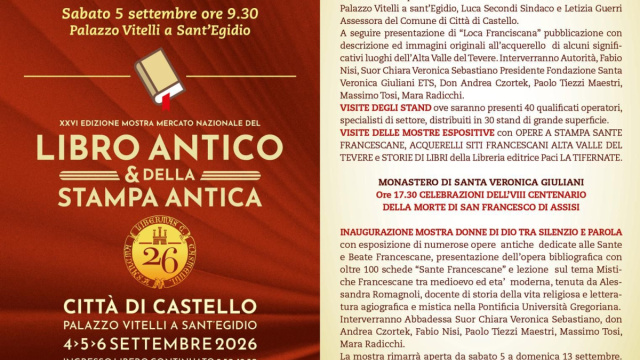 Mostra del Libro Antico sabato 5 settembre 2026 ore 9,30 Palazzo ... &copy; Creative Commons