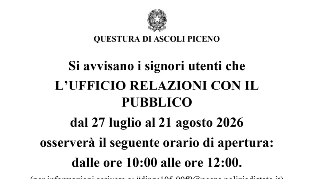 Comunicazione variazione momentanea orario apertura URP - Questura ... &copy; Creative Commons