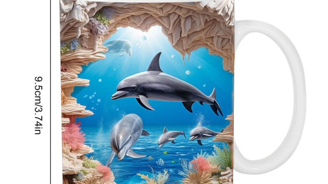 weiting con delfino &ndash; da caff&egrave; in ceramica dipinta piatta  325 ml ... &copy; Creative Commons