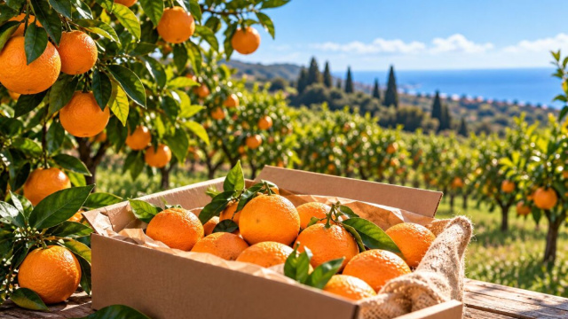 Arance appena raccolte e pronte per la consegna: l&rsquo;affido degli alberi avvicina produttori e consumatori attraverso la filiera corta.