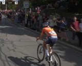 Demi Vollering in fuga ai Mondiali - &copy; Screenshot Eurosport
