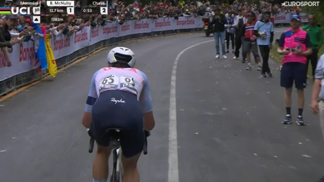 Brandon McNulty ai Mondiali di ciclismo - &copy; Screenshot Eurosport