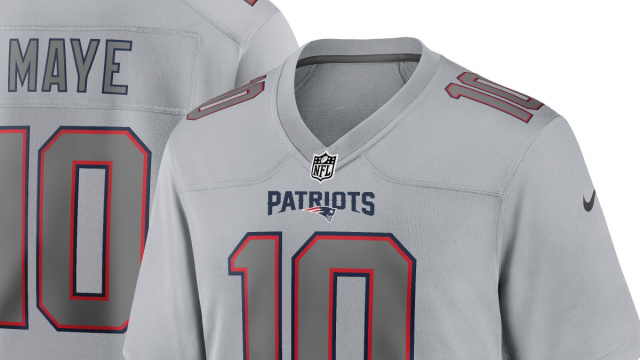 Nike England Patriots Jersey Men's Nike Drake Maye Gray New ... &copy; Creative Commons