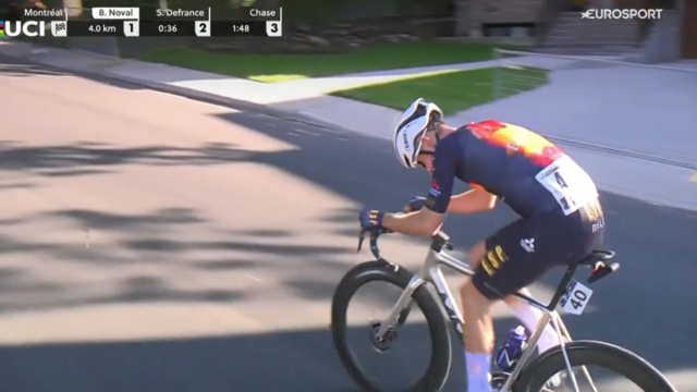 Benjamin Noval ai Mondiali di ciclismo - &copy; Screenshot Eurosport