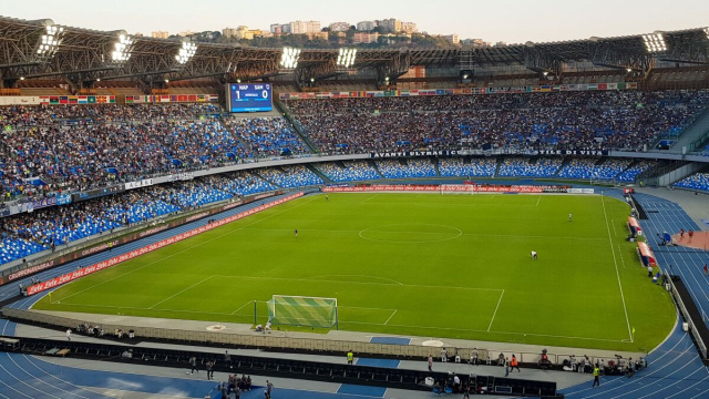 Lo stadio San Paolo di Napoli (Italia) durante l'intervallo della sfida tra S.S.C. Napoli e U.C. Sampdoria (2-0).