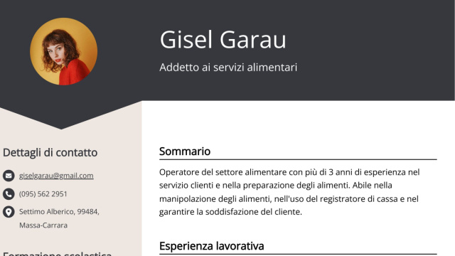 Esempio di curriculum dell'addetto alla ristorazione (Guida gratuita) &copy; Creative Commons