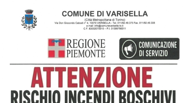 Massima pericolosit&agrave; per incendi boschivi - Comune di Varisella &copy; Creative Commons