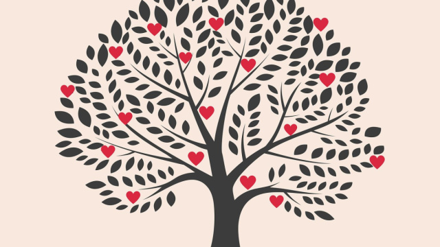 Albero stilizzato con cuori &copy; Immagine di Pixabay