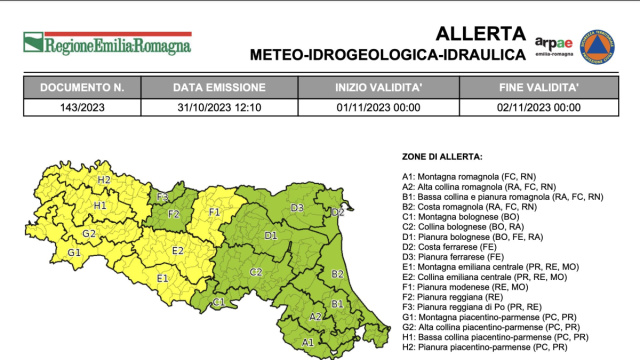 Mercoled&igrave; 1 Novembre allerta meteo per piene, frane e temporali &copy; Creative Commons