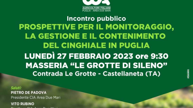 Emergenza cinghiali, focus di Cia Due Mari con l'assessore ... &copy; Creative Commons