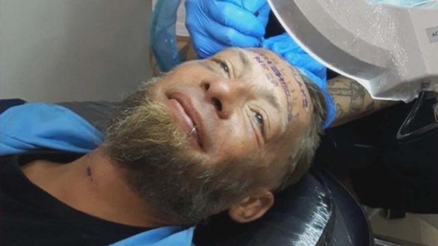 Stag weekend Brits paid vagrant £90 to get the groom's name tattoed on his face