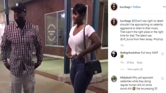 50 Cent gets harassed by aspiring rapper NFL Dume