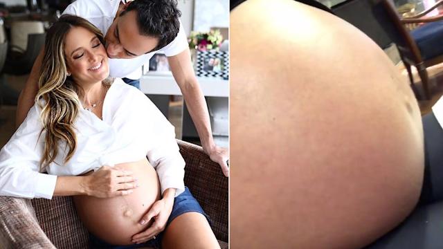 Ticiane Pinheiro mostra vídeo com filha mexendo na barriga