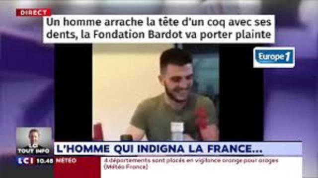 Un sportif décapite un coq avec ses dents