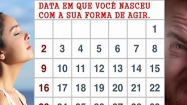 Sua personalidade pode ser descrita pelo seu dia de nascimento