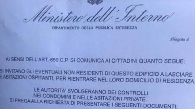 Coronavirus, i volantini falsi del Ministero dell'Interno: la polizia invita alla prudenza