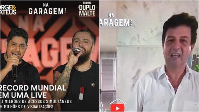 Mandetta participa de live de Jorge e Mateus e ressalta importância do isolamento